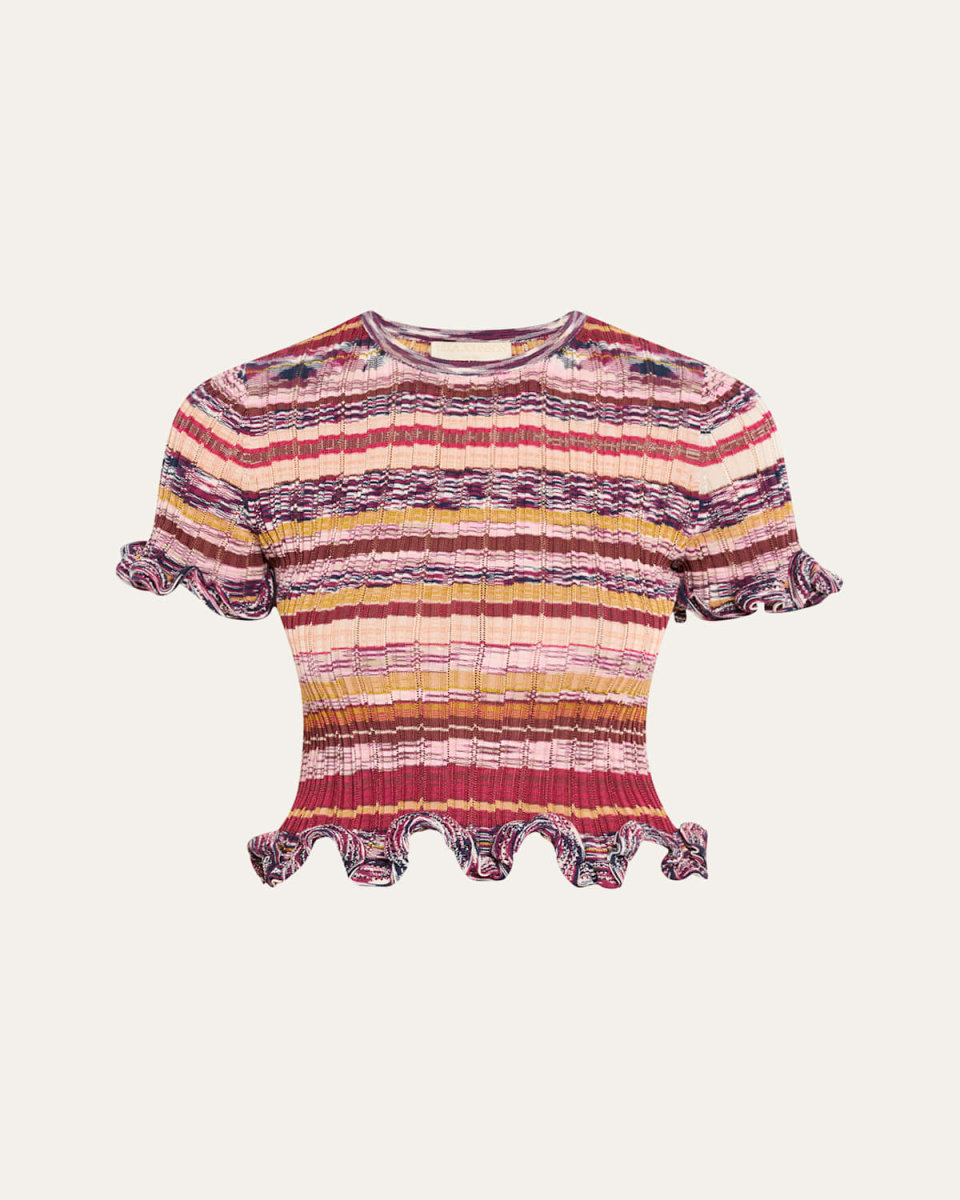 Miya Short-Sleeve Knit Ruffle Top
